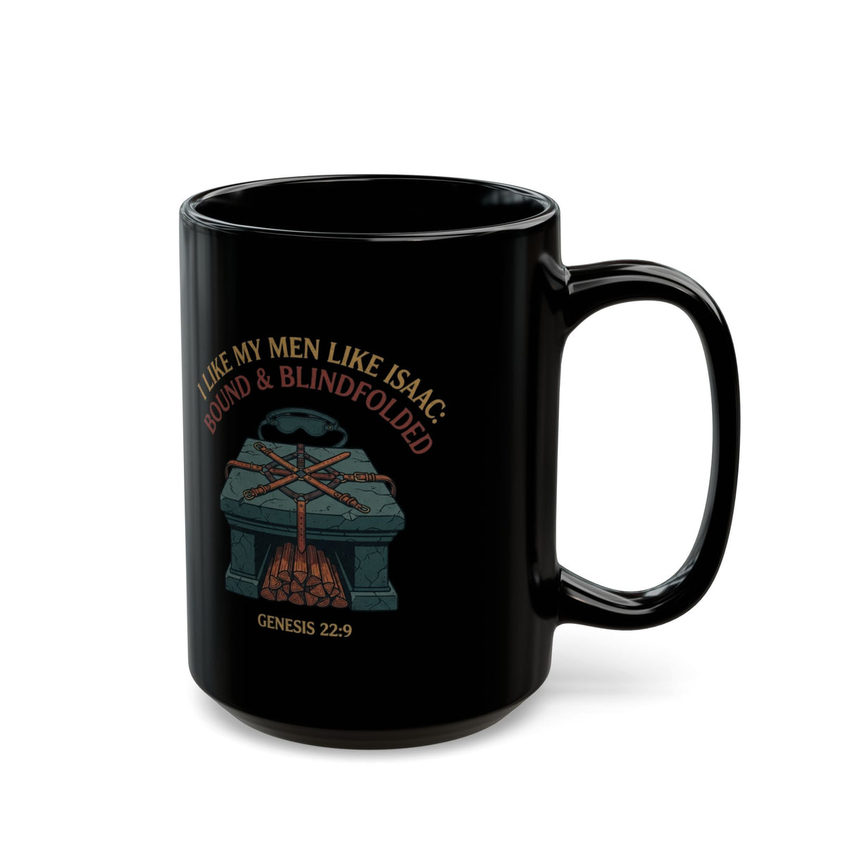 "Good Book Series Bound & Blindfolded" Black Ceramic Mug