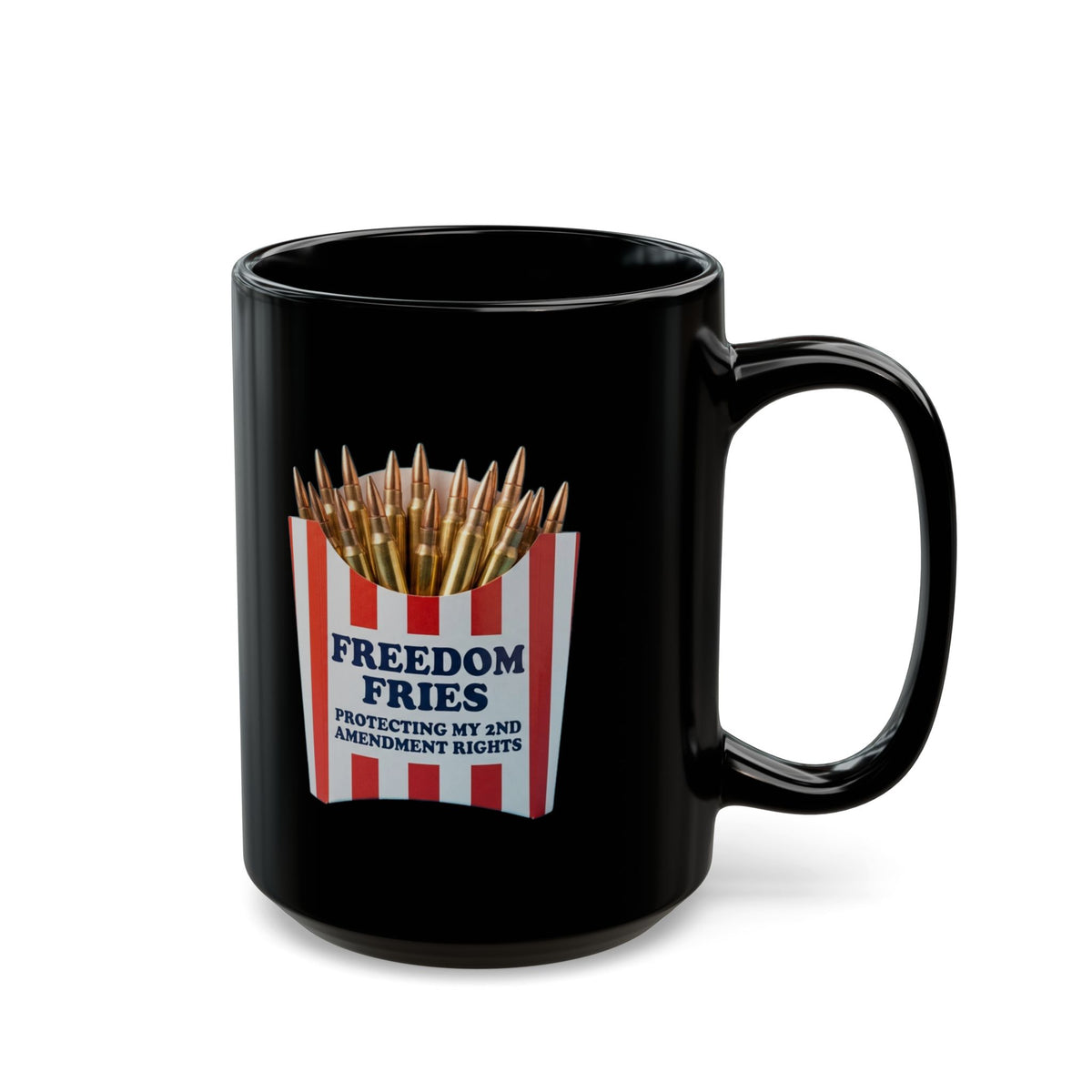 "Freedom Fries" Black Ceramic Mug — Graphic
