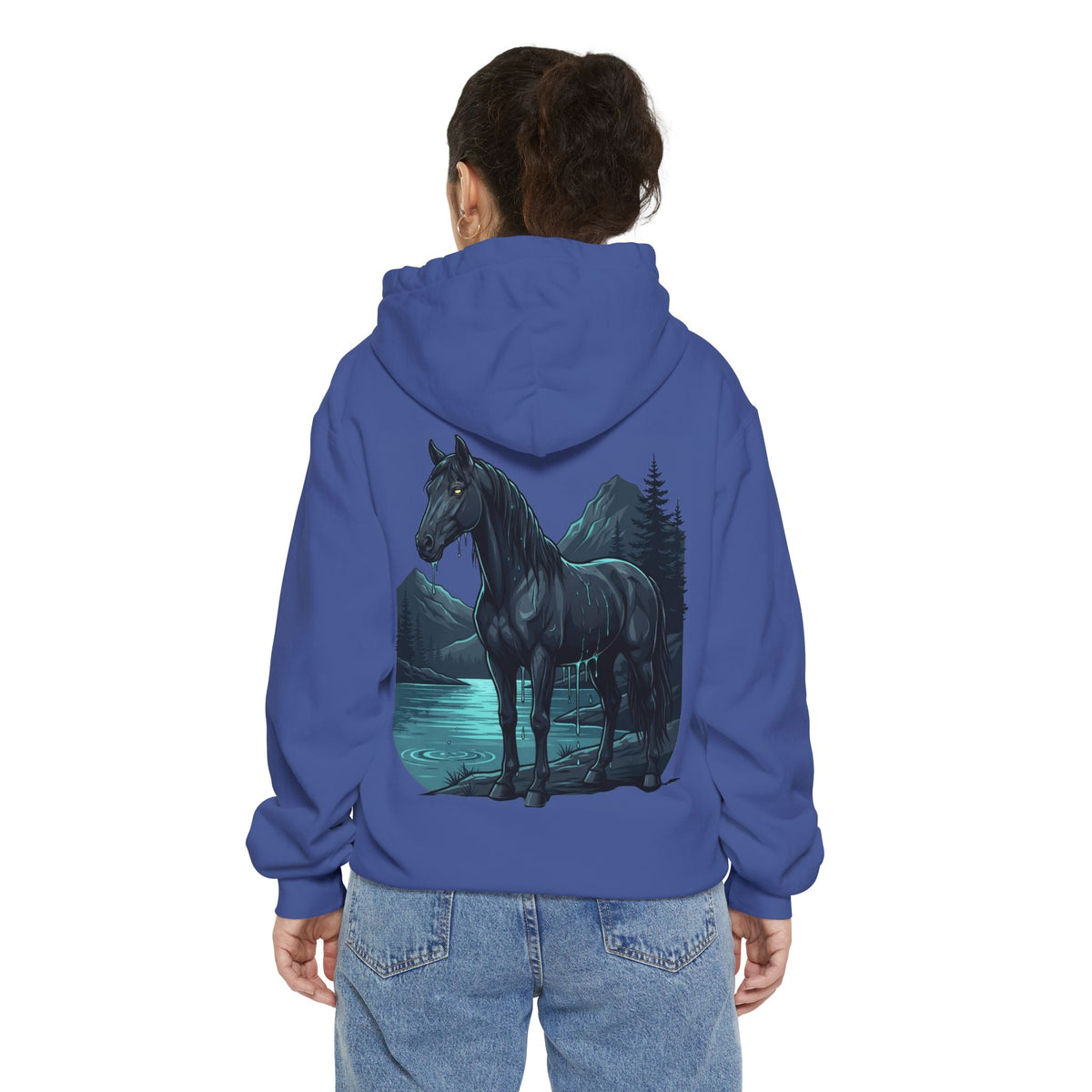 Color: Flo Blue | Kelpie (Scottish Folklore) Garment-Dyed Hoodie