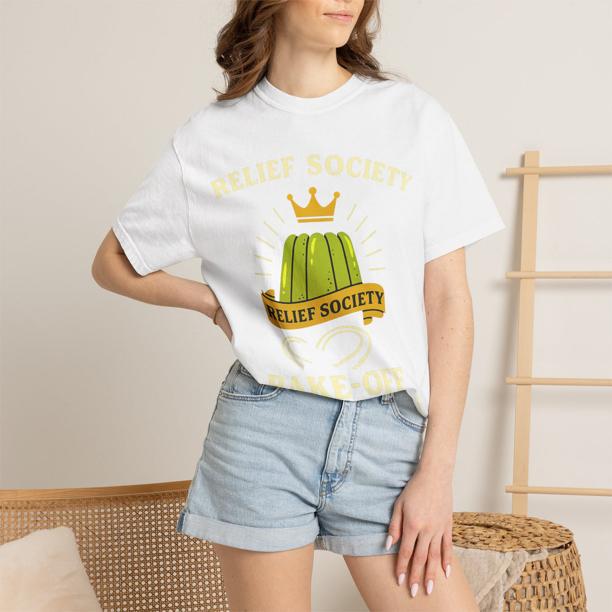 Color: White | Relief Society Bake-Off Champion Unisex Garment-Dyed T-shirt