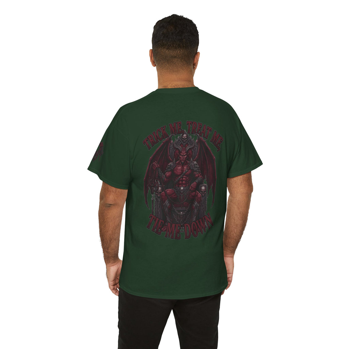 Color: Forest Green | Trick Me Treat Me Tie Me Down Premium Graphic Tee