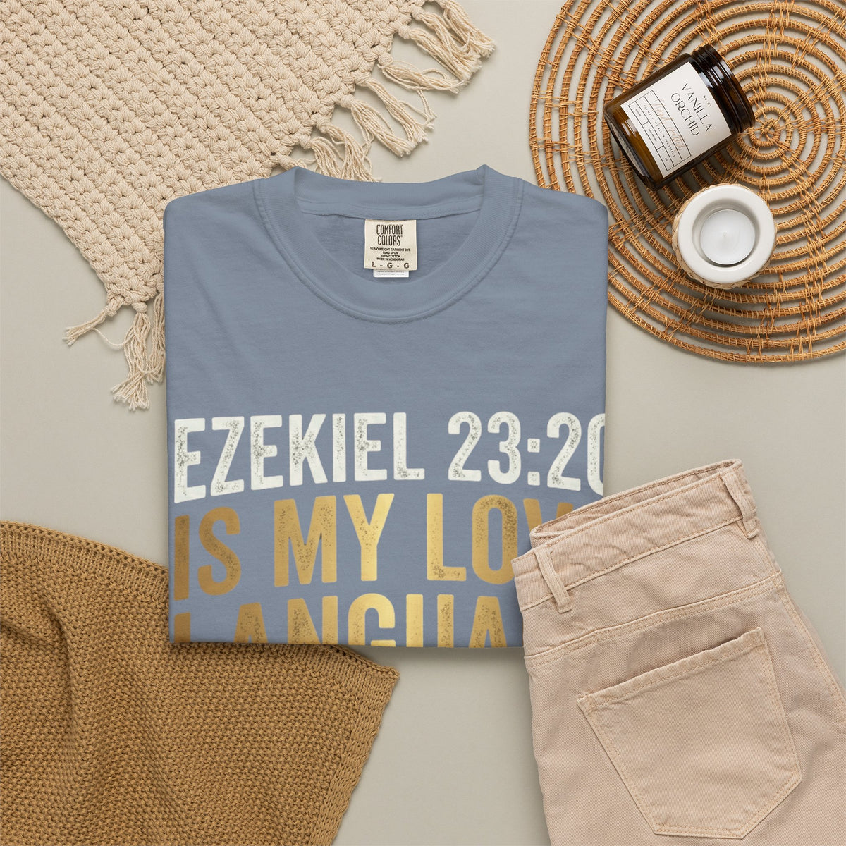 Good Book Series Ezekiel 23 20 Love Language Unisex Garment-Dyed Tee