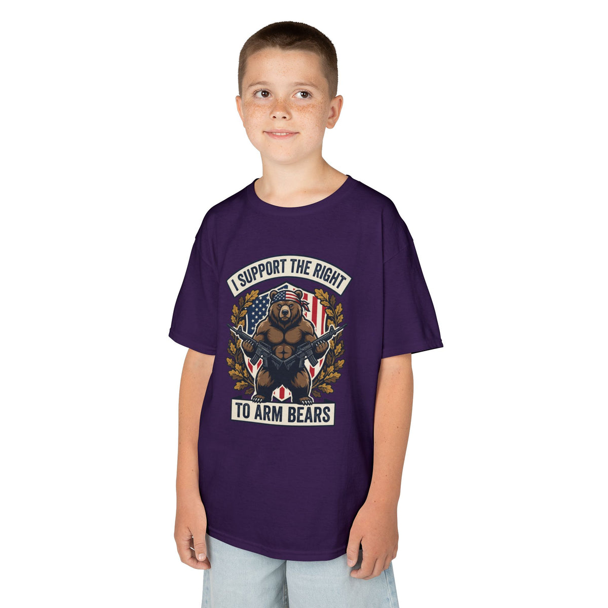 Kids T‑Shirt — "I Support The Right To Arm Bears" Patriotic Bear Graphic Tee