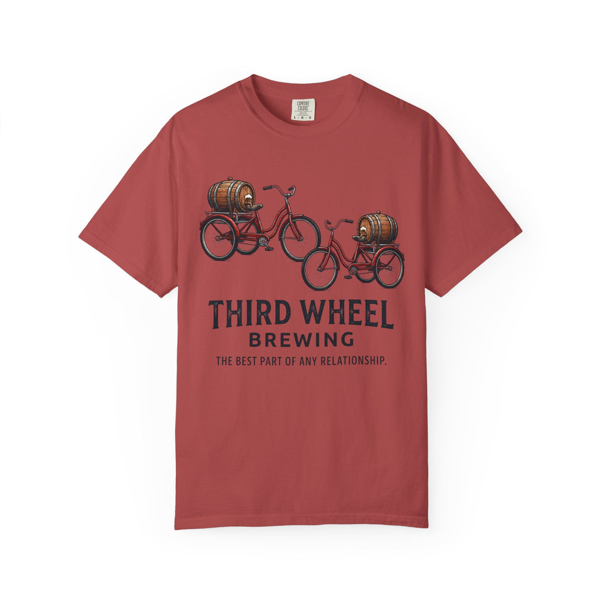 Color: Crimson | Third Wheel Brewing Unisex Garment-Dyed Tee
