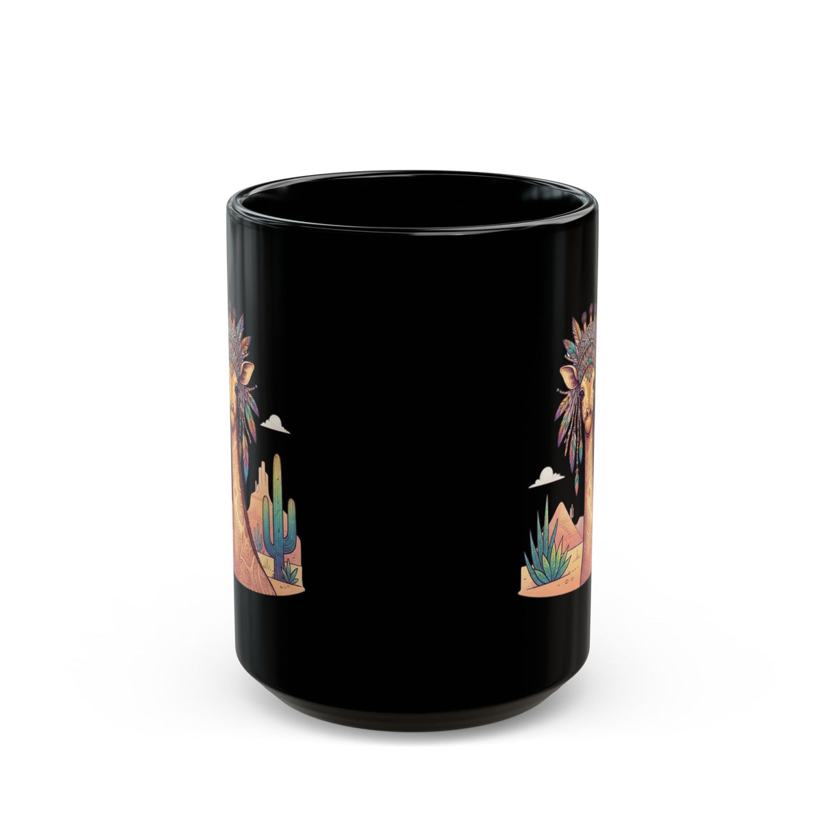 "Hippy Giraffe" Black Ceramic Mug