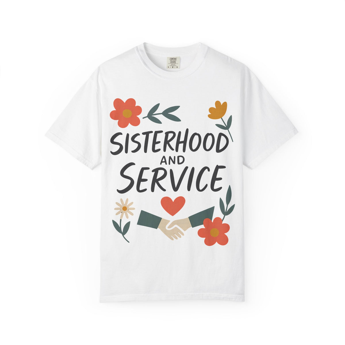 Color: White | Sisterhood and Service Unisex Garment-Dyed T-shirt
