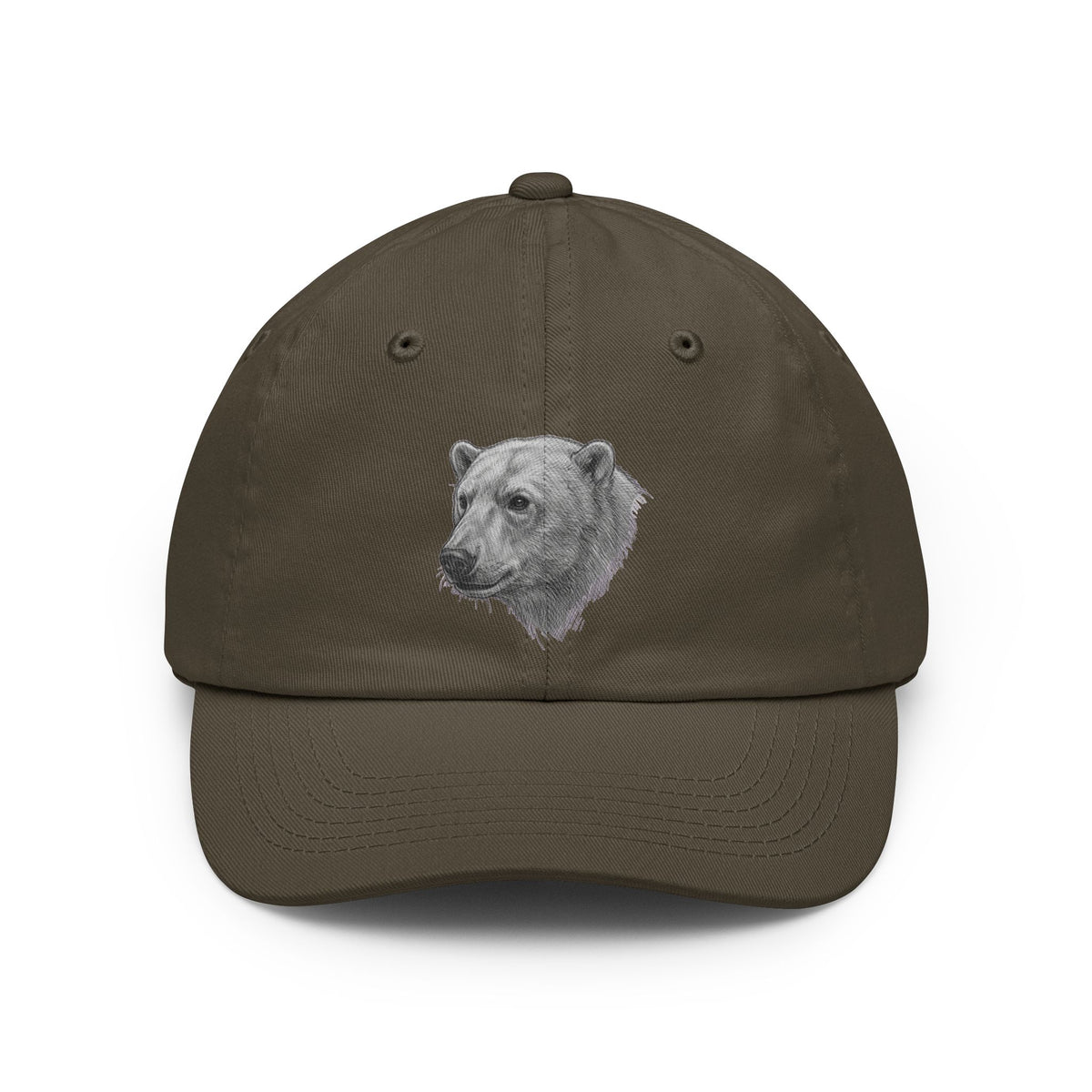 Color: Olive | Pencil Sketch Art Polar Bear Dad Hat — Graphic