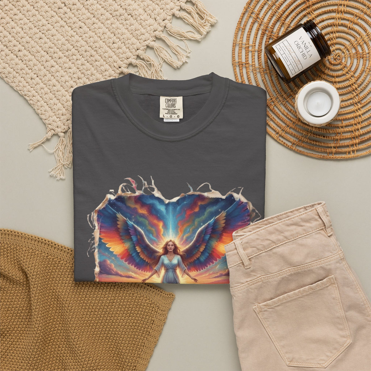 "Rainbow Angel" Unisex Garment-Dyed Tee