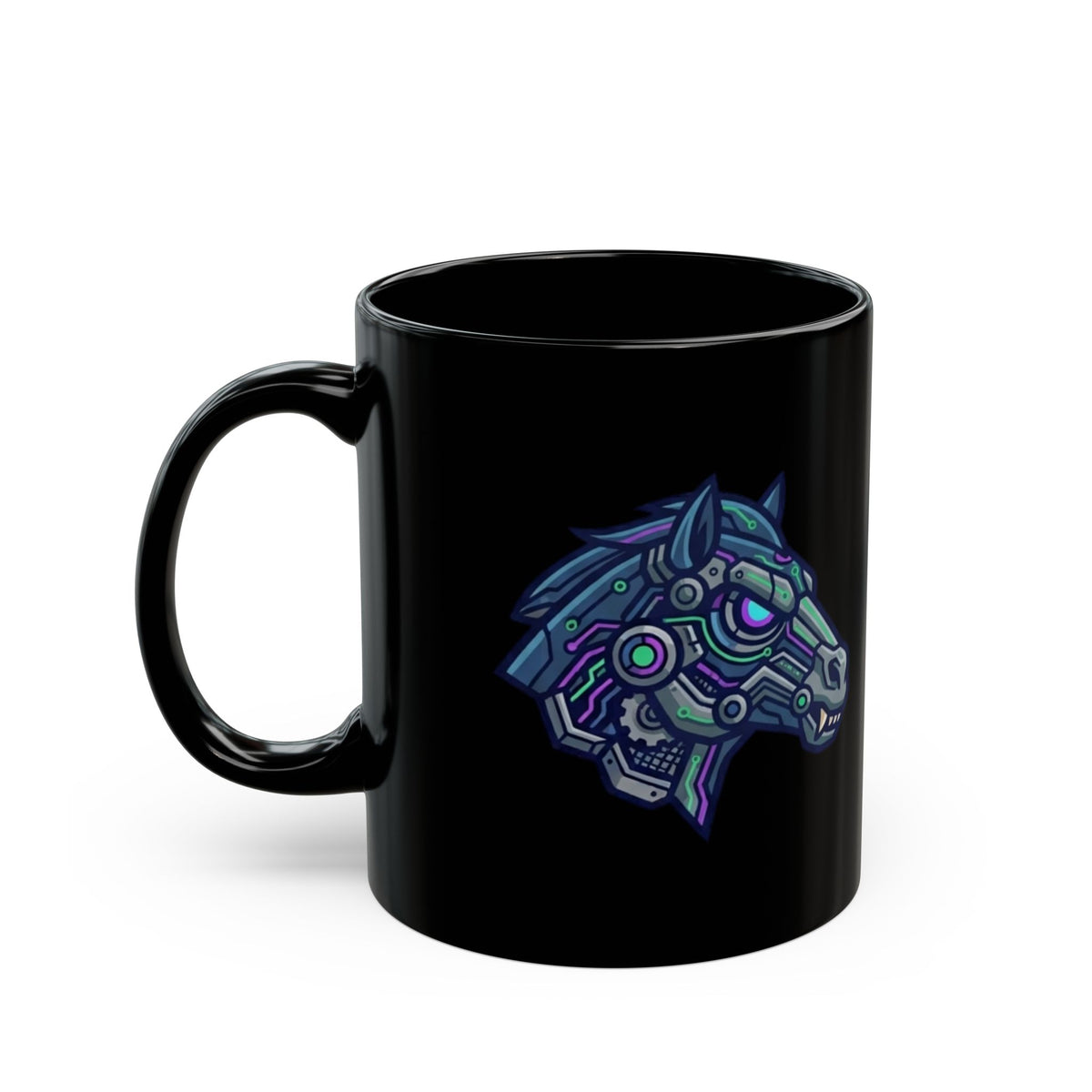 "Cyber Mustang" Black Ceramic Mug — Graphic