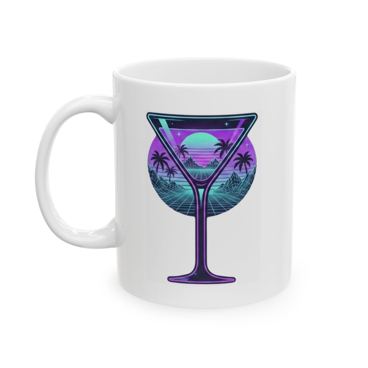 "Up All Night" White Ceramic Mug — Graphic