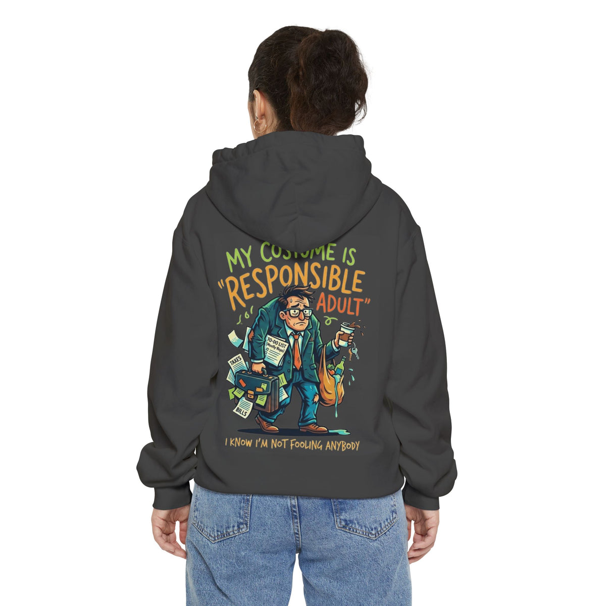 Color: Pepper | Responsible Adult Costume Garment-Dyed Hoodie