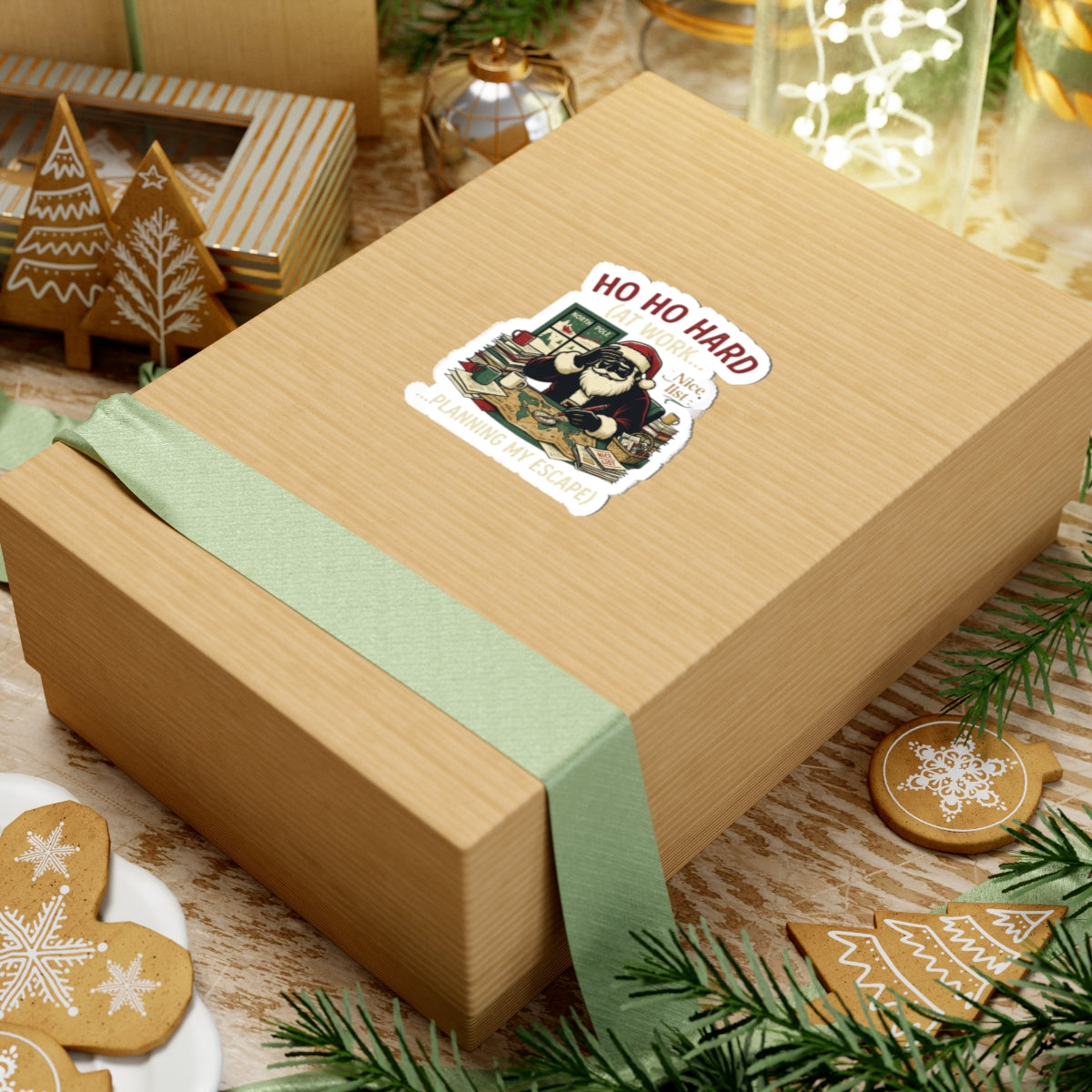 "Ho Ho Hard At Work" Sticker — Main