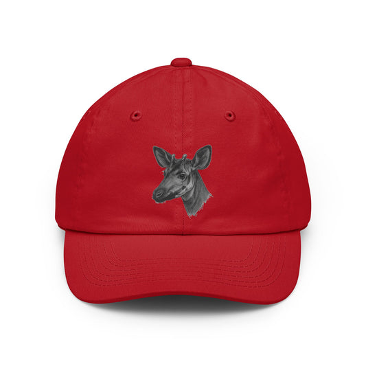 Color: Red | Pencil Sketch Art Okapi Dad Hat — Graphic