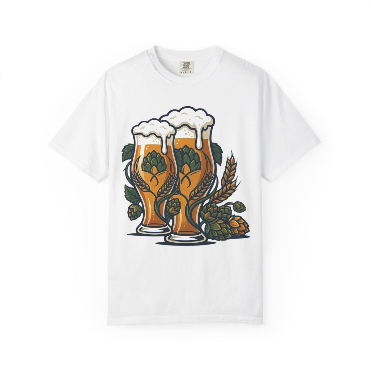 Color: White | Beer Unisex Garment-Dyed Tee
