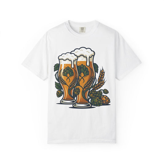 Color: White | Beer Unisex Garment-Dyed Tee