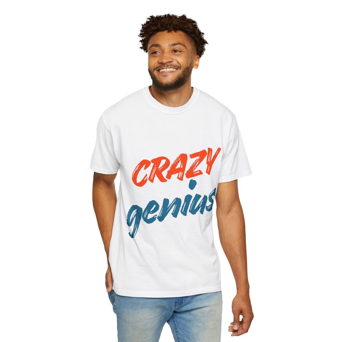 Color: White | Crazy Genius Unisex Garment-Dyed T-shirt