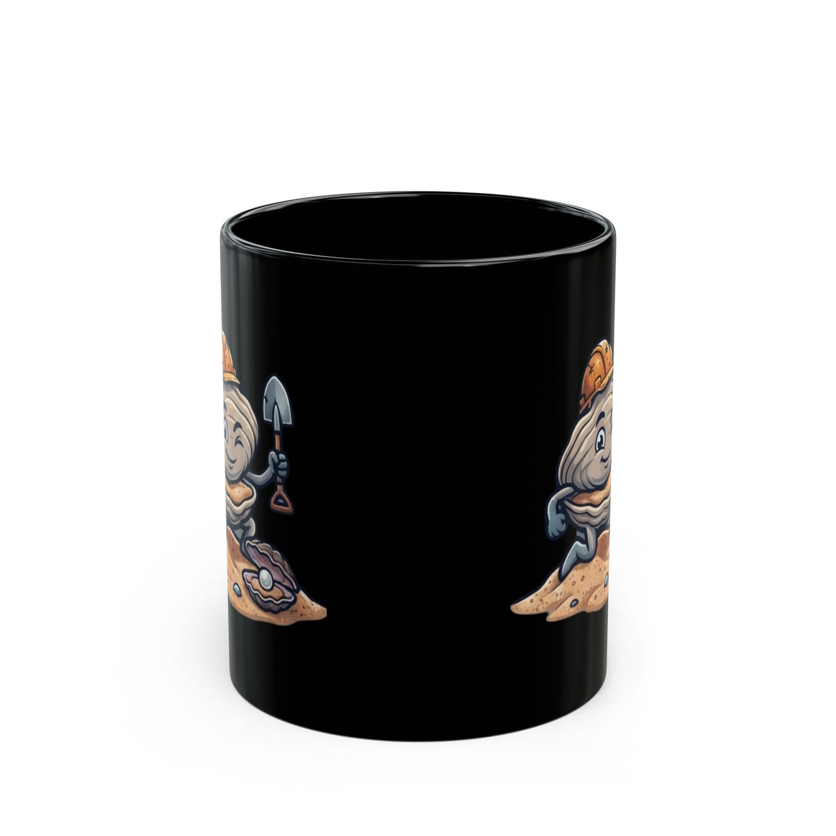 "Digging For The Big Pearl" Black Ceramic Mug — Graphic