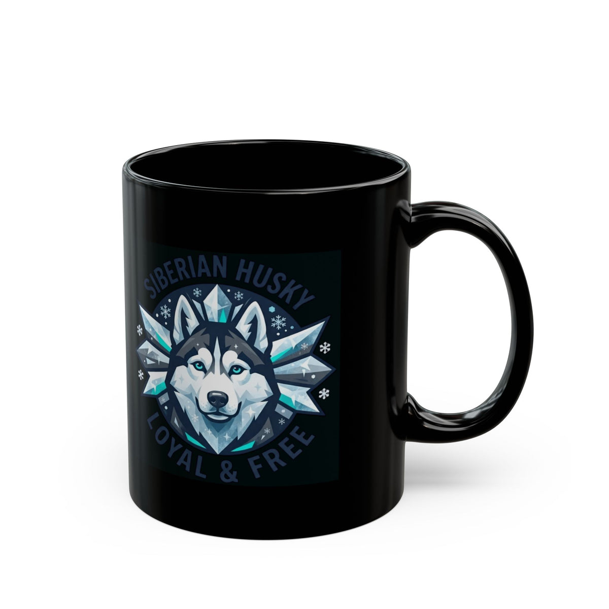 "Siberian Husky Loyal & Free" Black Ceramic Mug