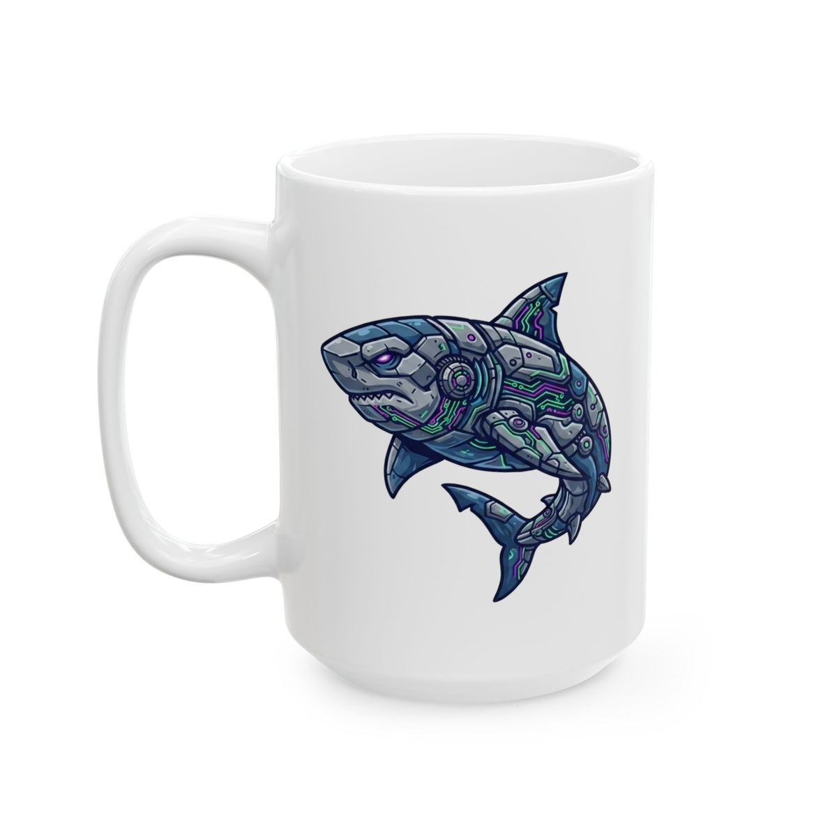 "Cyber Shark" White Ceramic Mug