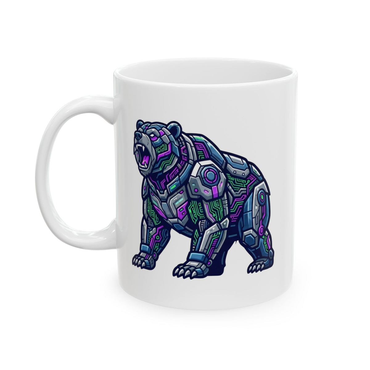 "Cyber Bear" White Ceramic Mug