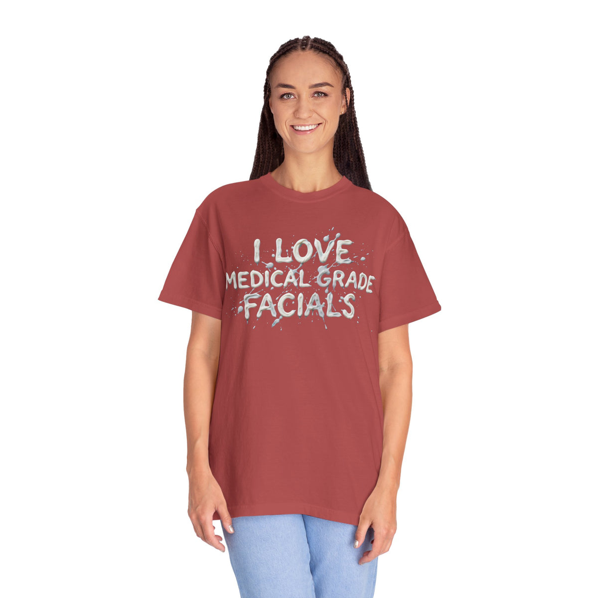 Color: Crimson | I Love Medical Grade Facials Unisex Garment-Dyed Tee
