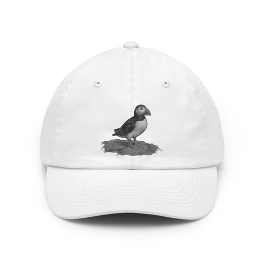 Color: White | Pencil Sketch Art Puffin Dad Hat