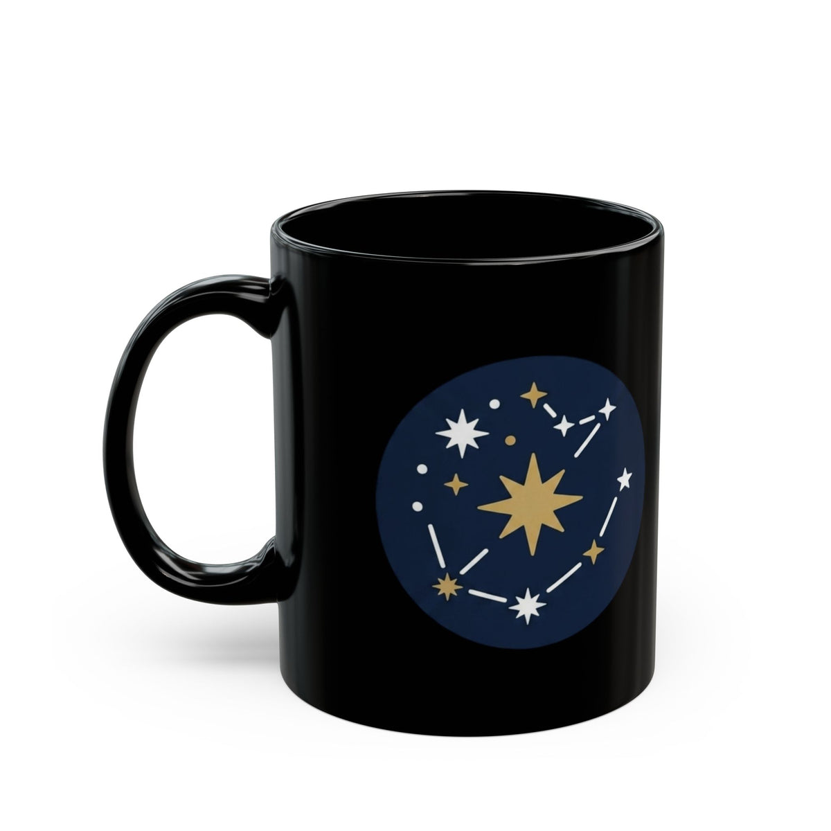 "Constellation Map (Dark Sky)" Black Ceramic Mug — Graphic