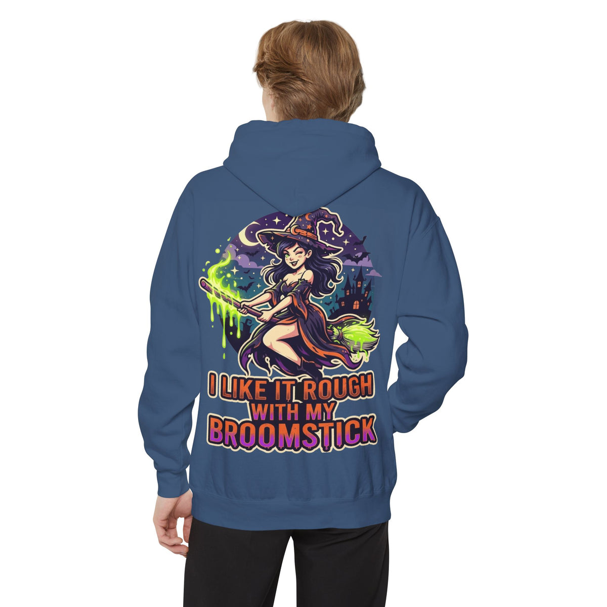 Color: True Navy | I Like It Rough With My Broomstick Garment-Dyed Hoodie