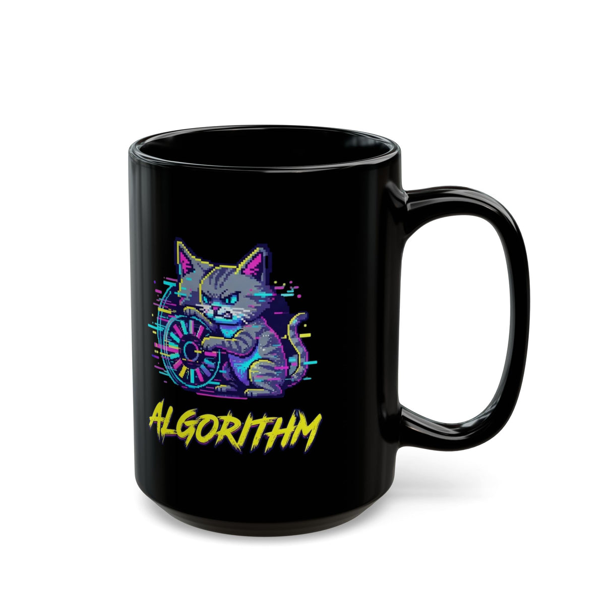 "Keep Calm And Blame The Algorithm" Black Ceramic Mug — Graphic