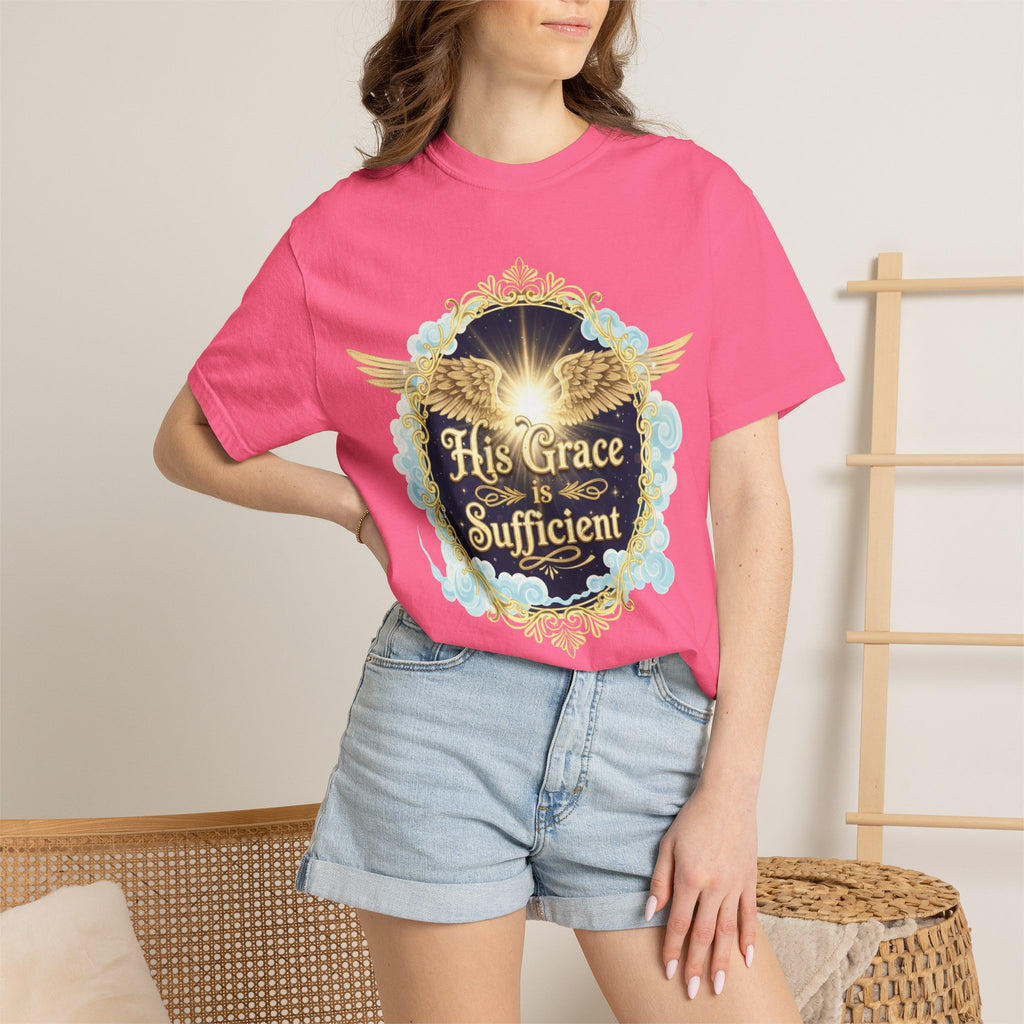 "His Grace is Sufficient" Unisex Garment-Dyed T-shirt
