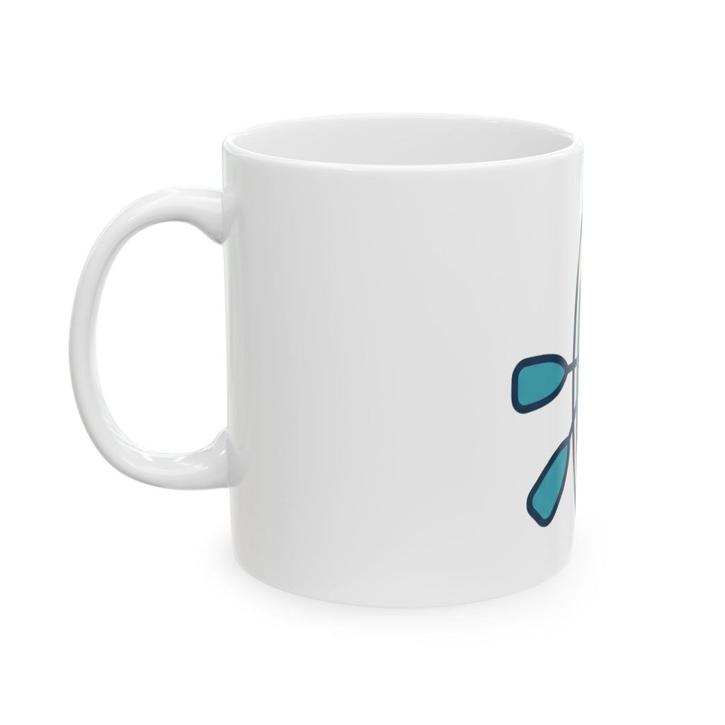 "Mountain Lake Paddle Board" White Ceramic Mug — Graphic