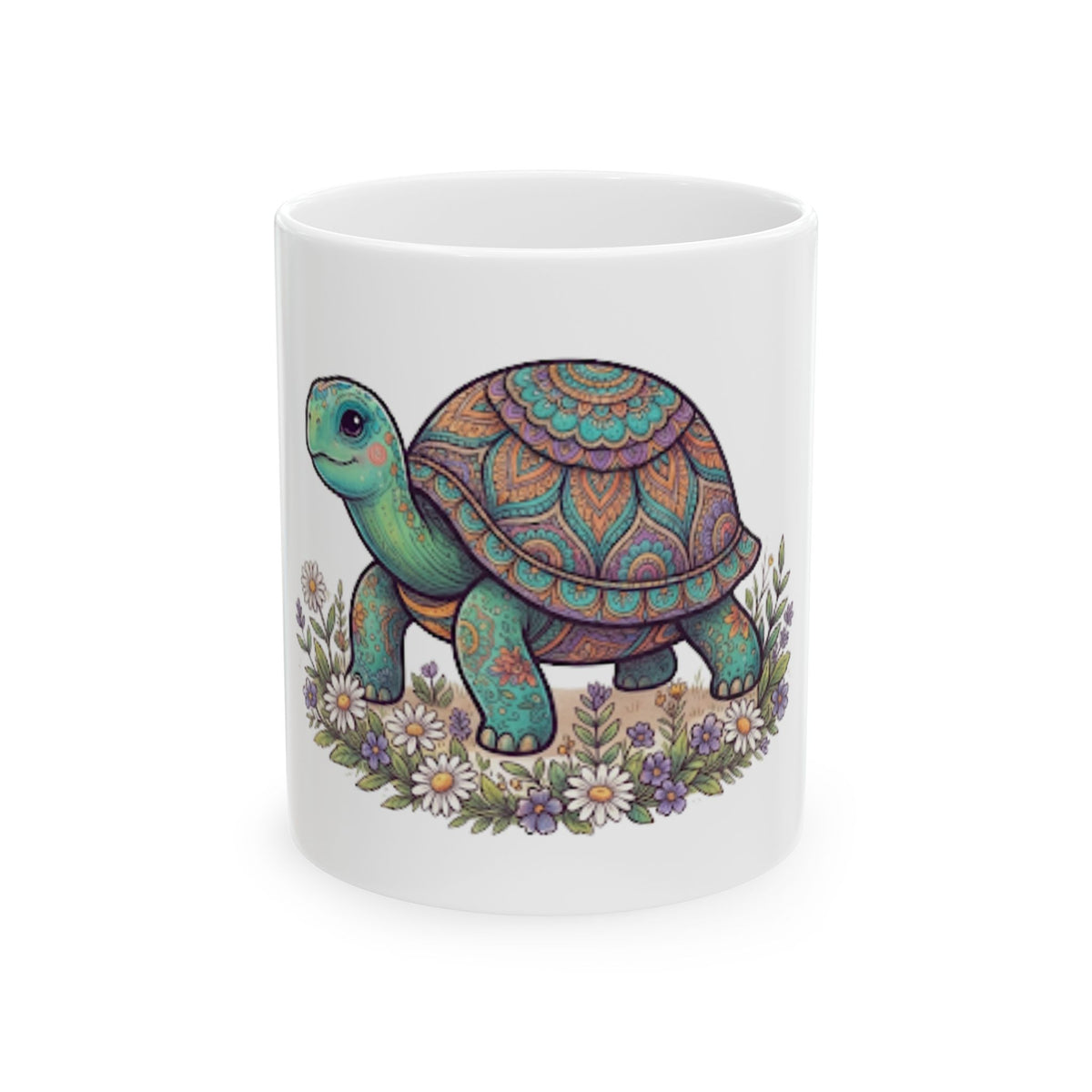 "Hippy Turtle" White Ceramic Mug