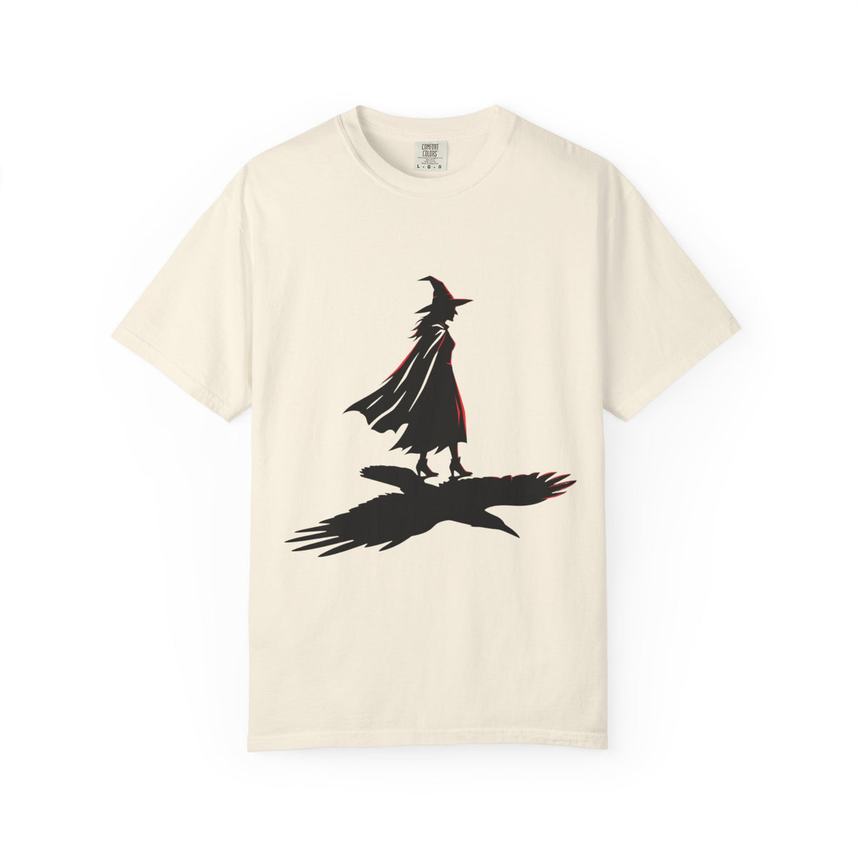 Color: Ivory | Witch With Raven Shadow Unisex Garment-Dyed Tee