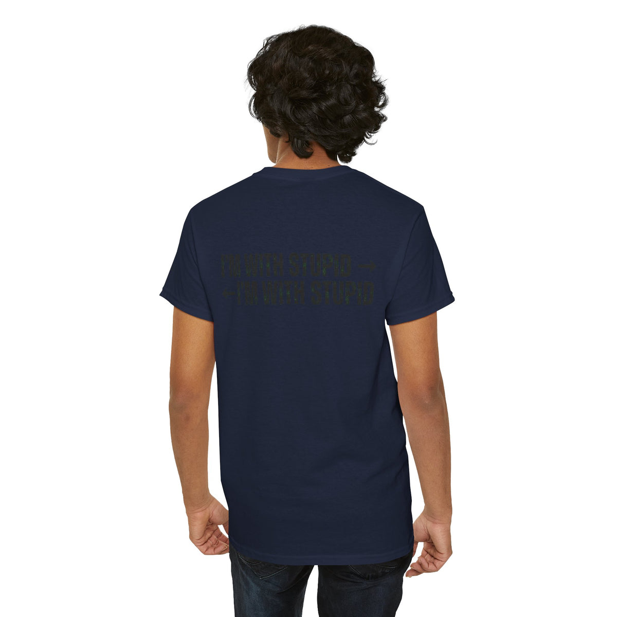 Color: Navy | I'm With Stupid Premium Graphic Tee