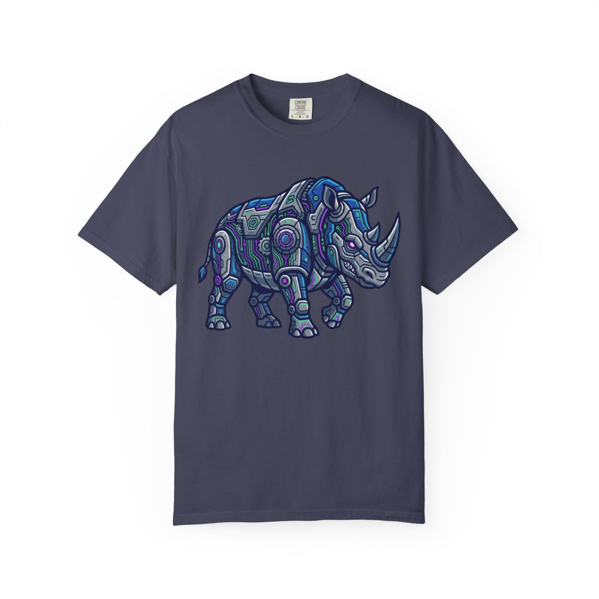 Color: Denim | Cyber Rhino Unisex Garment-Dyed Tee
