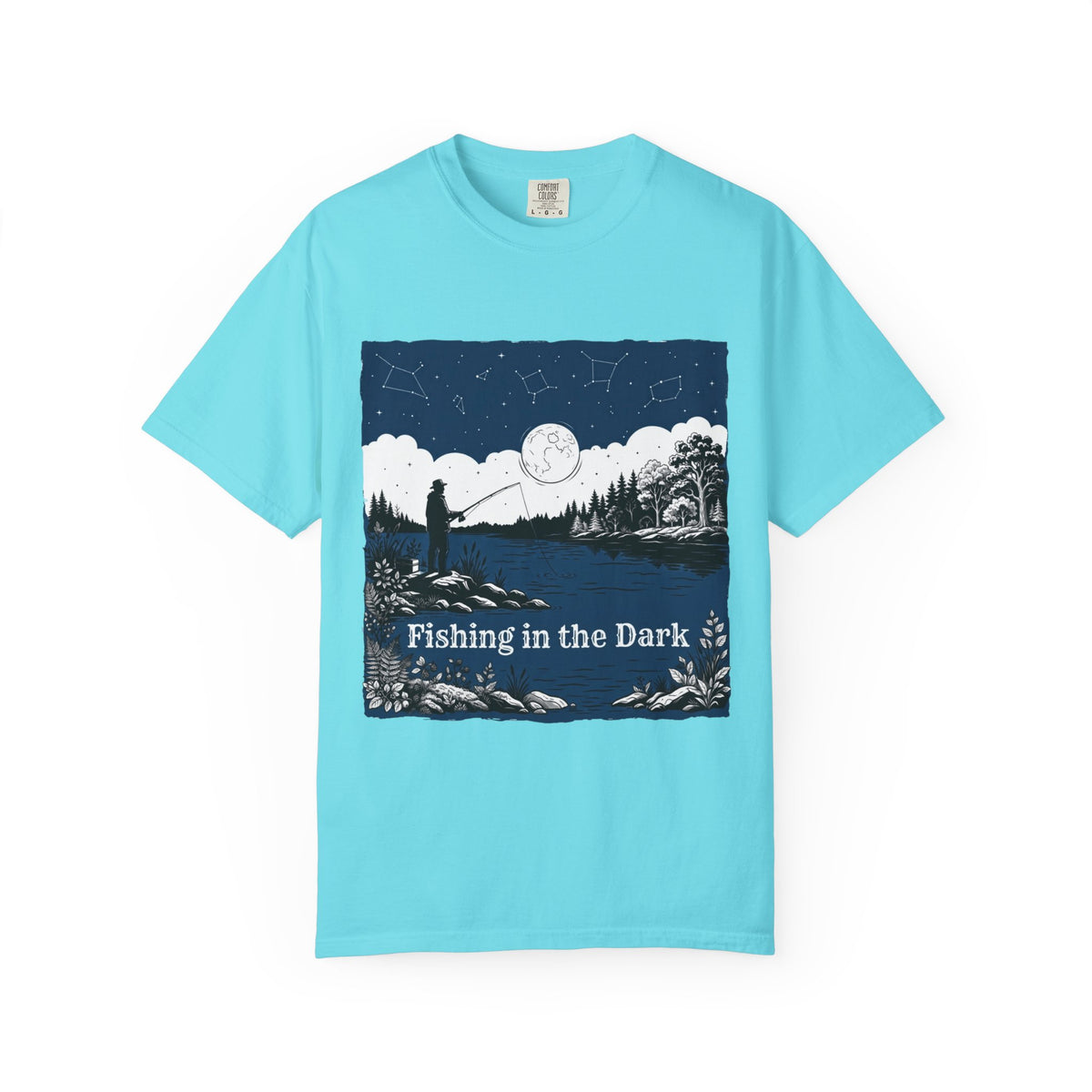Color: Lagoon Blue | Fishing in the Dark Unisex Garment-Dyed Tee
