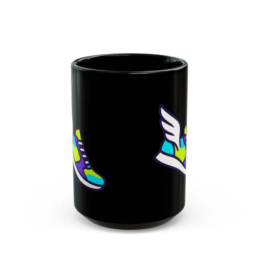 "Gas Prices Made Me a Marathon Runner" Black Ceramic Mug — Graphic