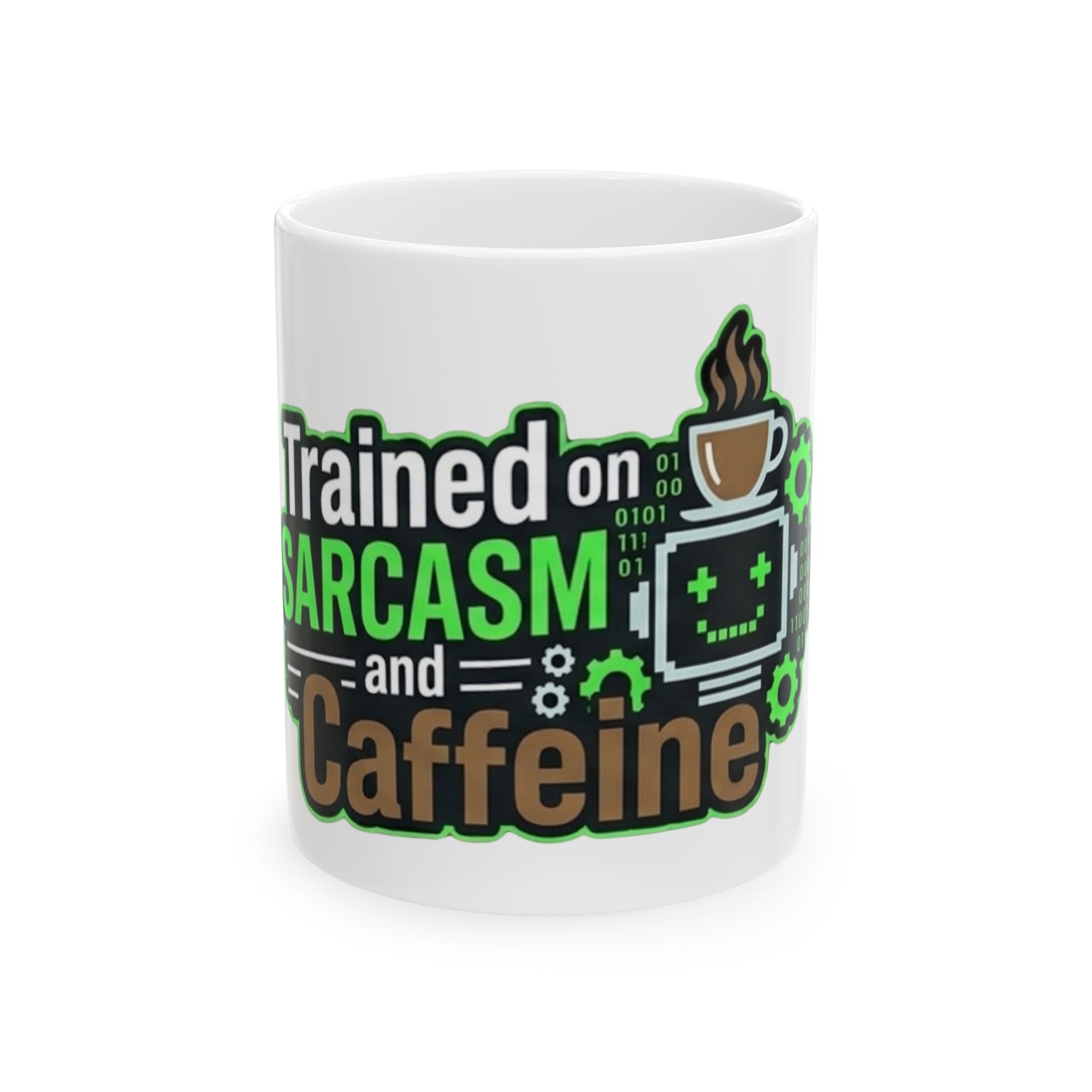 "Trained on Sarcasm" White Ceramic Mug
