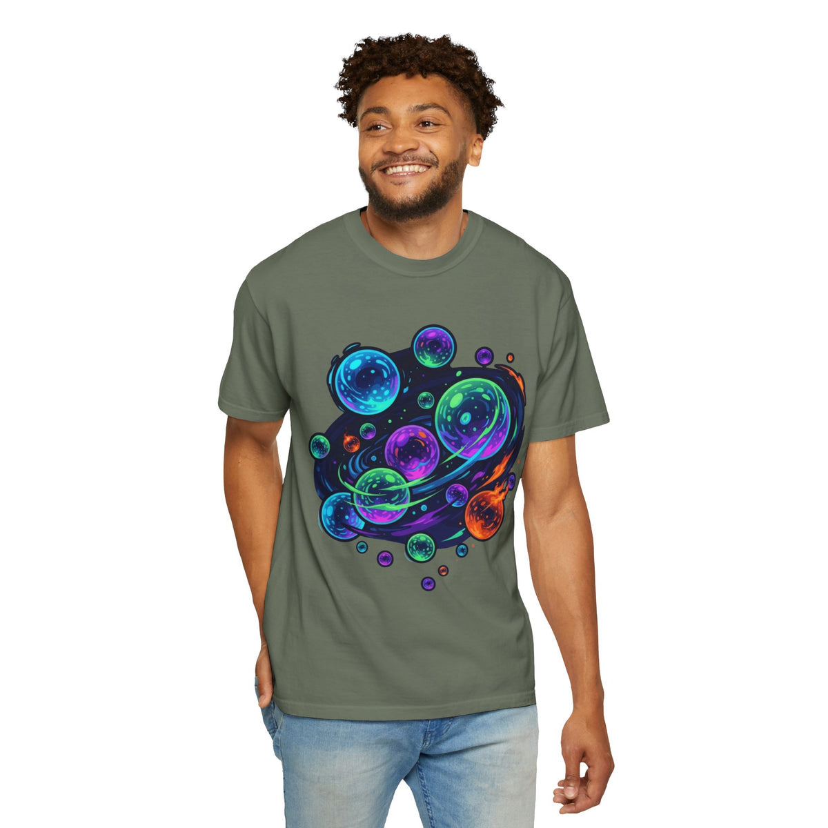 Color: Moss | MinMin Lights (Australian Folklore) Unisex Garment-Dyed Tee