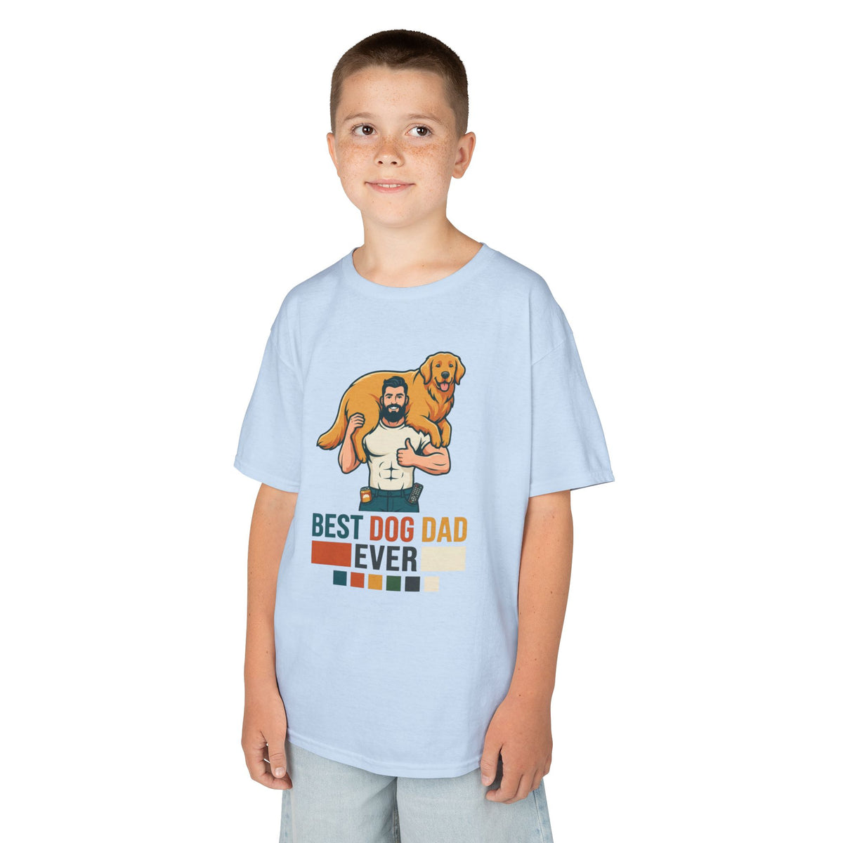 Color: Light Blue | Best Dog Dad Kids Tee