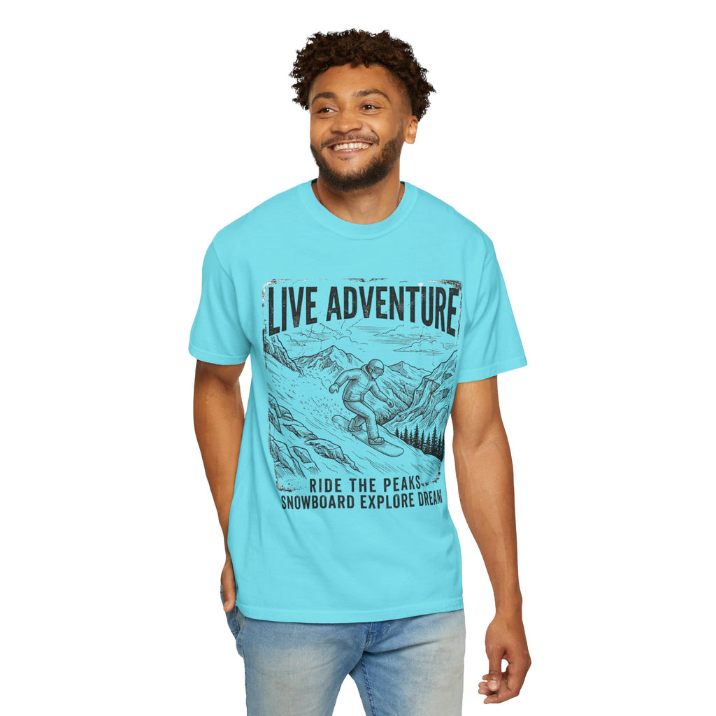 "Live Adventure - Snowboard" Unisex Garment-Dyed Tee