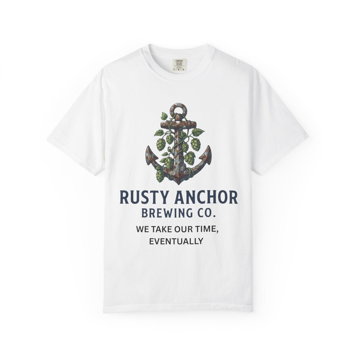 Color: White | Rusty Anchor Brewing Unisex Garment-Dyed Tee