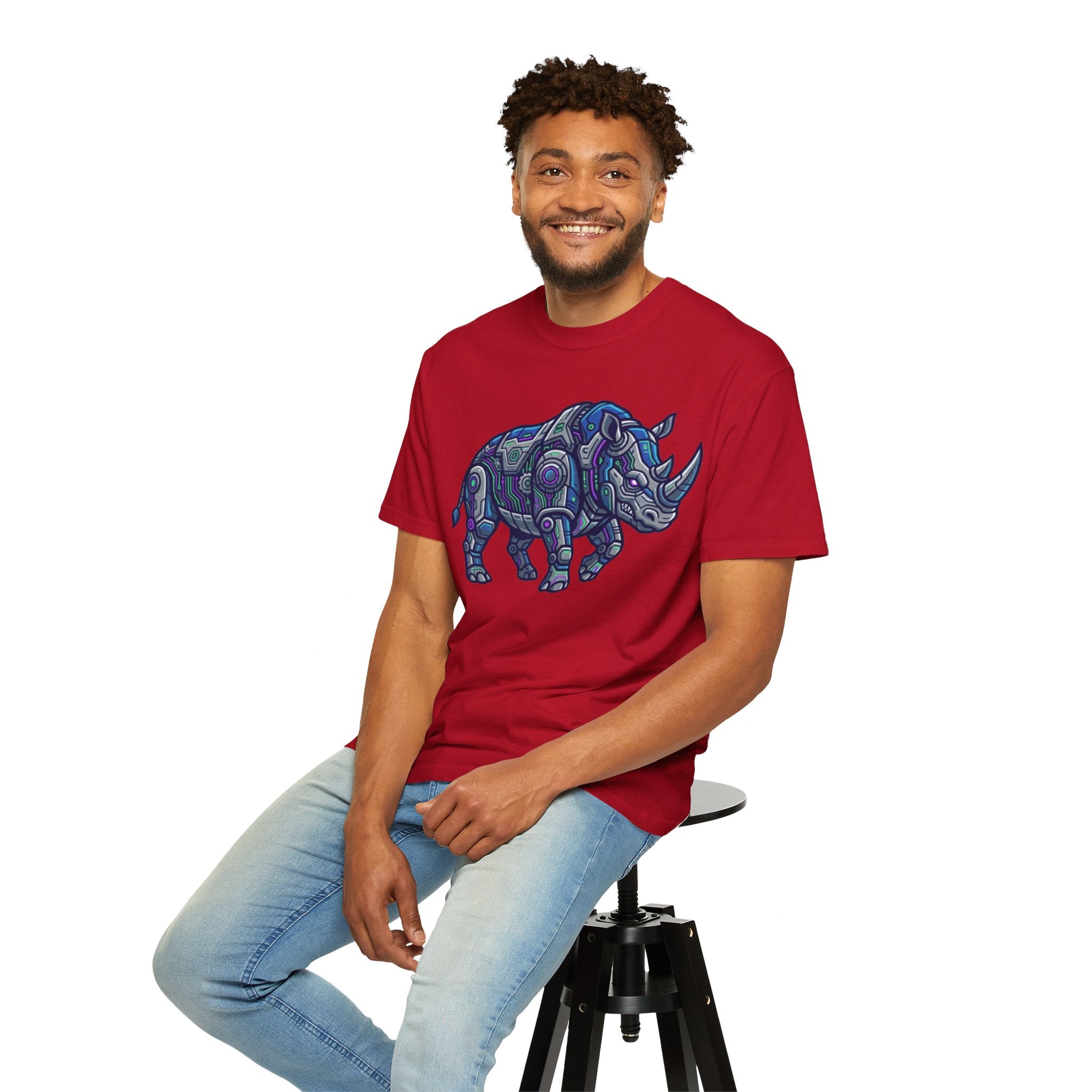 "Cyber Rhino" Unisex Garment-Dyed Tee