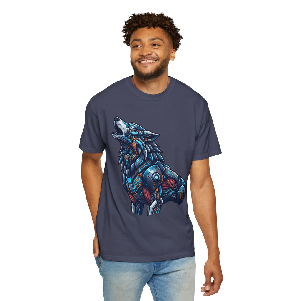 "Cyber Wolf" Unisex Garment-Dyed Tee