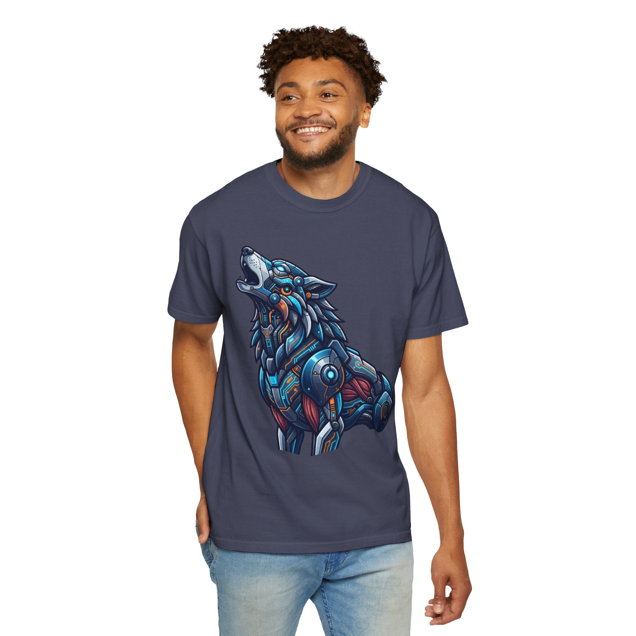"Cyber Wolf" Unisex Garment-Dyed Tee
