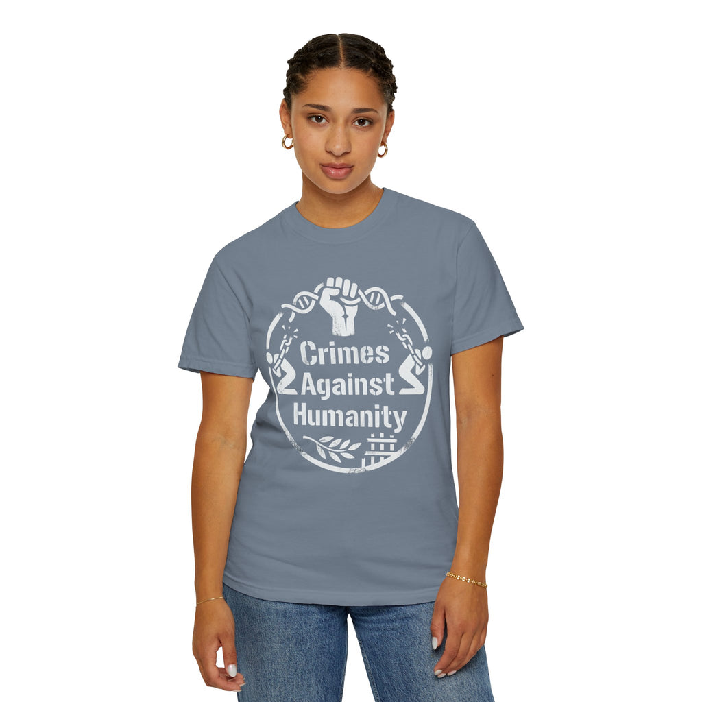 "Crimes Against Humanity" Unisex Garment-Dyed Tee
