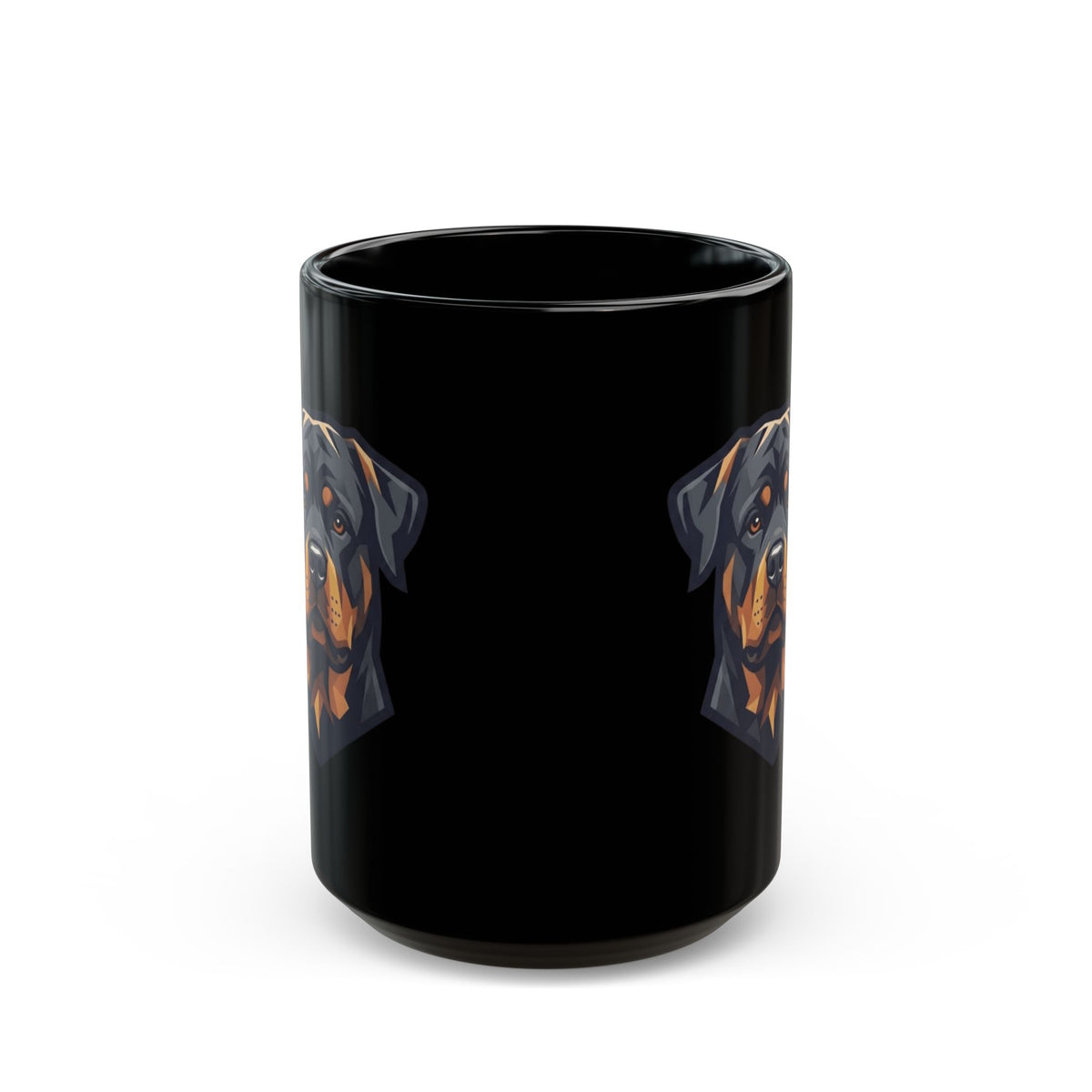 "Rottweiler Rulers Confident Powerful" Black Ceramic Mug — Graphic