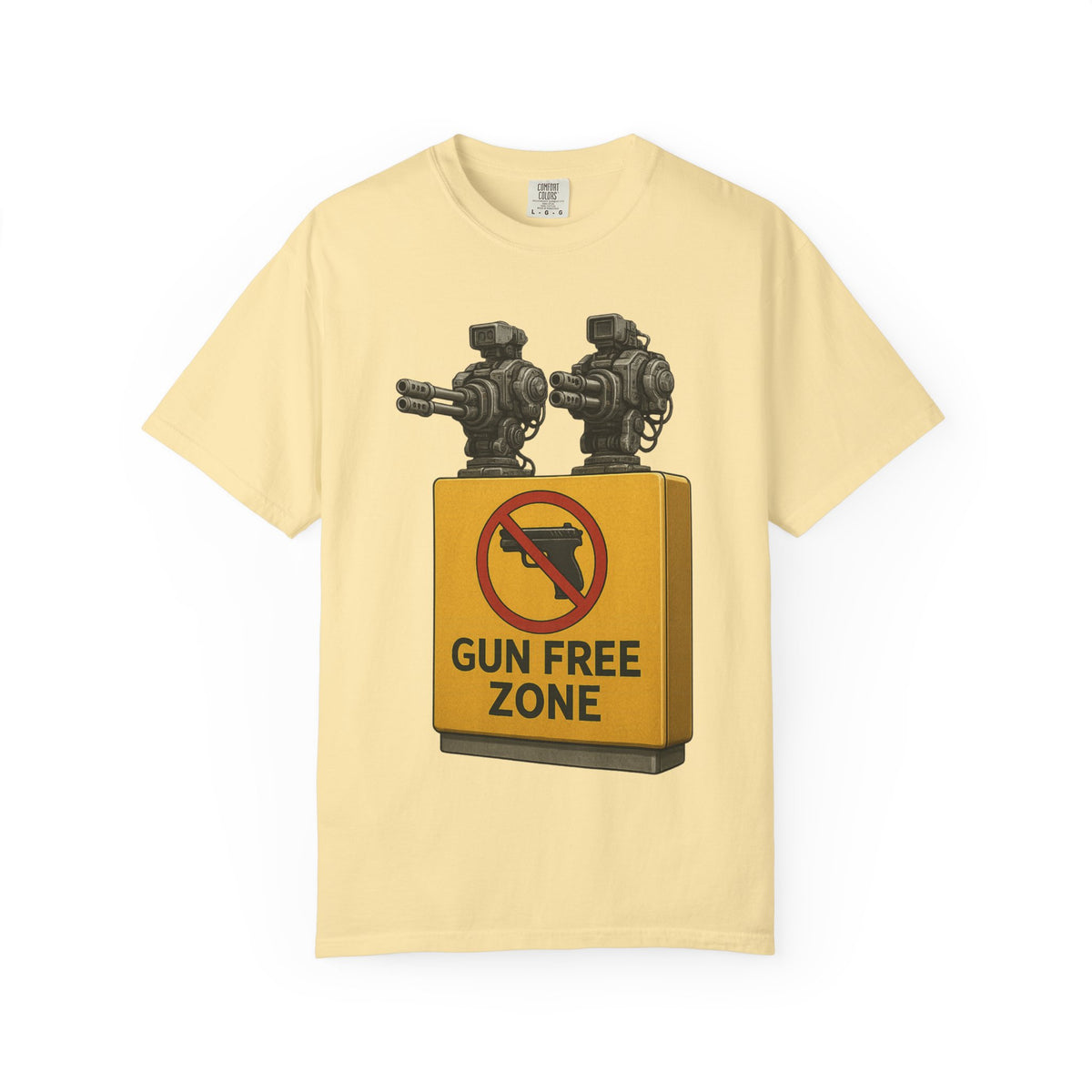 Color: Banana | Gun Free Zone: Unisex Garment-Dyed T-shirt