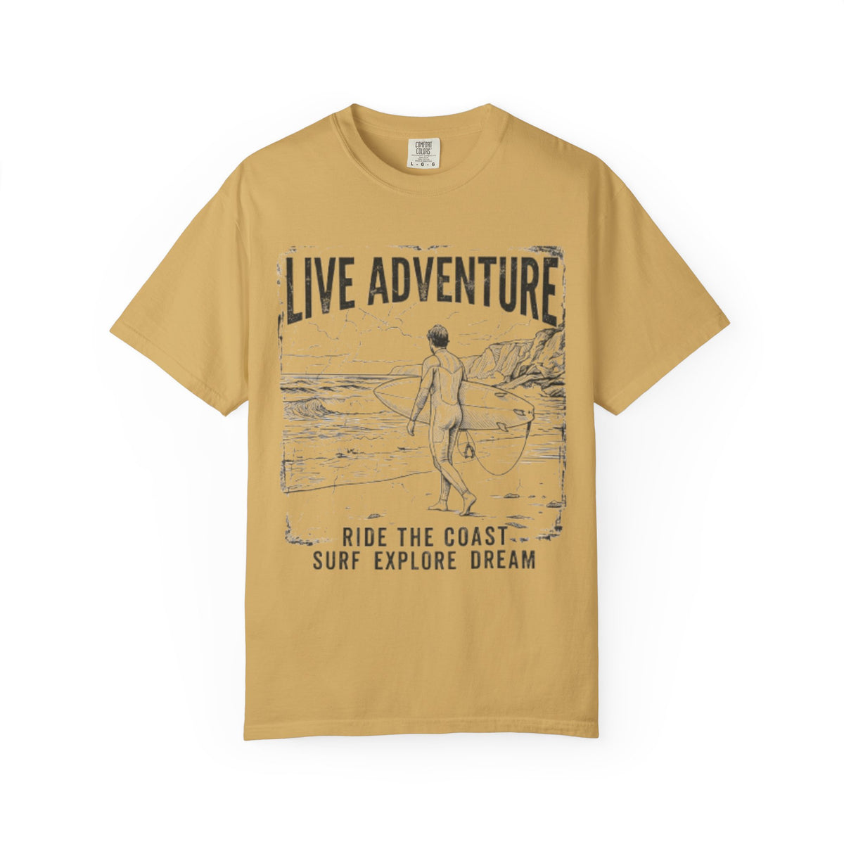 Color: Mustard | Live Adventure - Surf Unisex Garment-Dyed Tee