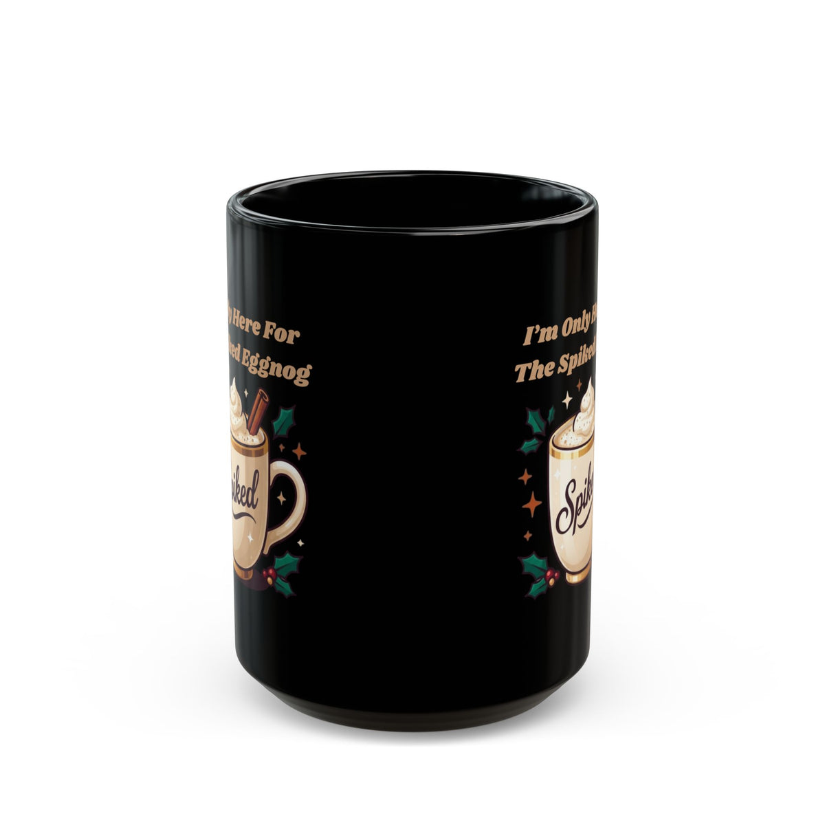 "Spiked Eggnog" Black Ceramic Mug
